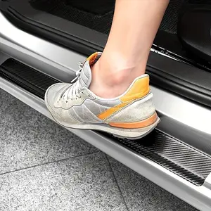 [5pcs Carbon Fiber Sticker] 5pcs Carbon Fiber Car Threshold Protection Sticker Car Decals Car Door Trim Sticker | Prevents Dirt, Scratch, Scrape, and Rear Box Protective Bar