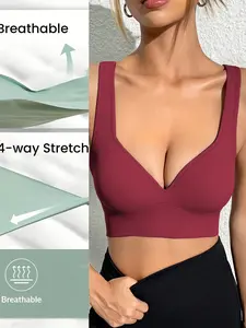 Women's Sporty Bralette, Fashionable Comfort, No Steel Cup Design, Breathable Non-Impressive, Suitable for Home Leisure