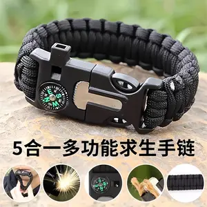 Seven-Core Parachute Cord Woven Five-in-One Bracelet Compass Survival Carrying Strap Outdoor Mountaineering Camping Emergency Life-Saving Bracelet