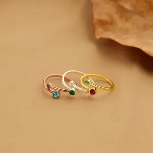 Dual Birthstones Ring, 2 Birthstone Ring, Couples Birthstone Ring, Stacking Ring, Christmas Gifts, Gift For Mom/Mother,Birthday Gift For Her