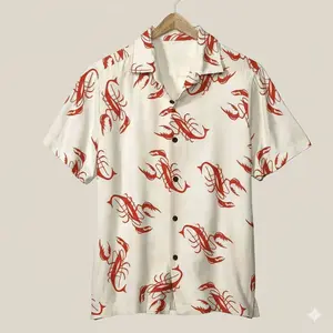 Lobster Kramer Seinfeld Tropical Hawaiian Shirt, funny Summer Shirt, Lobster Kramer Seinfeld 3D Aloha Shirt, Vintage Button Shirt Gift for vacation Unisex Gift Short Sleeve Hawaii Shirt Summer Beach Shirts