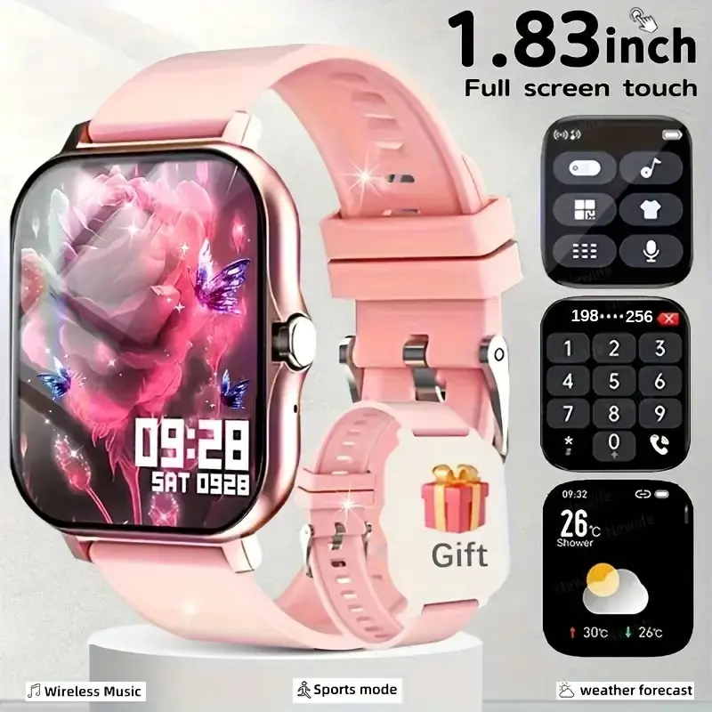 Father's Day Gift Adjustable Band Smart Watch - Bluetooth Rechargeable, Android & iPhone Compatible, Activity Tracker, Audio Features, Camera Control, Stopwatch, Alarms, Calendar View, Music Playback, Text/Call Notifications, Multiple Sports Modes, Blueto