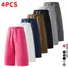 Men's 4-Piece Loose Baggy Soft Stretch Casual Athletic Drawstring Shorts Pants Set - Minimalist White & Pink Knee-Length Bermuda, TikTok Bestseller, Ideal for Everyday Wear, Father’s Day Gift