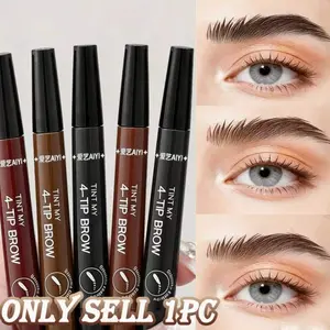 Waterproof Quick-Dry Eyebrow Pencil, Natural Voluminous Four-Prong Eyebrow Pen, Long-Lasting Liquid Eyebrow Marker, Non-Fading, Beginner-Friendly