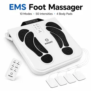 KNQZE EMS Foot Massager, TENS Foot Stimulator with Remote, 10 Modes 50 Intensities, 4 Body Pads, Rechargeable Foot & Body Massage Mat for Tired Feet and Home Relaxation