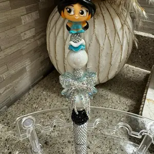 Custom Made Pen with Sparkling Rhinestones and Detailed Character Design