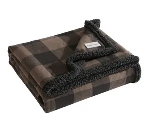 Eddie Bauer Cabin Plaid Black/Brown Cotton 50"X60" Throw