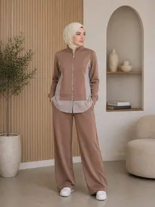 Women’s Sporty Knitted Cotton Training Set – طقم رياضية من القطن، تصميم واسع ومريح للارتداء اليومي