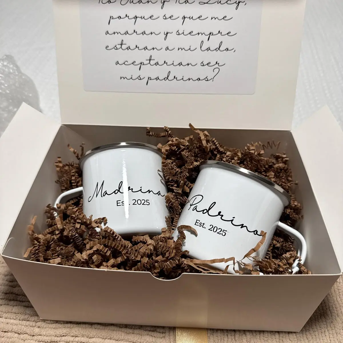 Godparent Proposal, Godparents Gift with Personalized Enamel Mugs, Durable, vintage-style enamel material