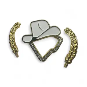 Texana Hat Pin with Rhinestone Accents and Gold Wheat Ears for Western Fashion Accessories Metal Coating Elevate Your Style Authenticity Glamour Elegant