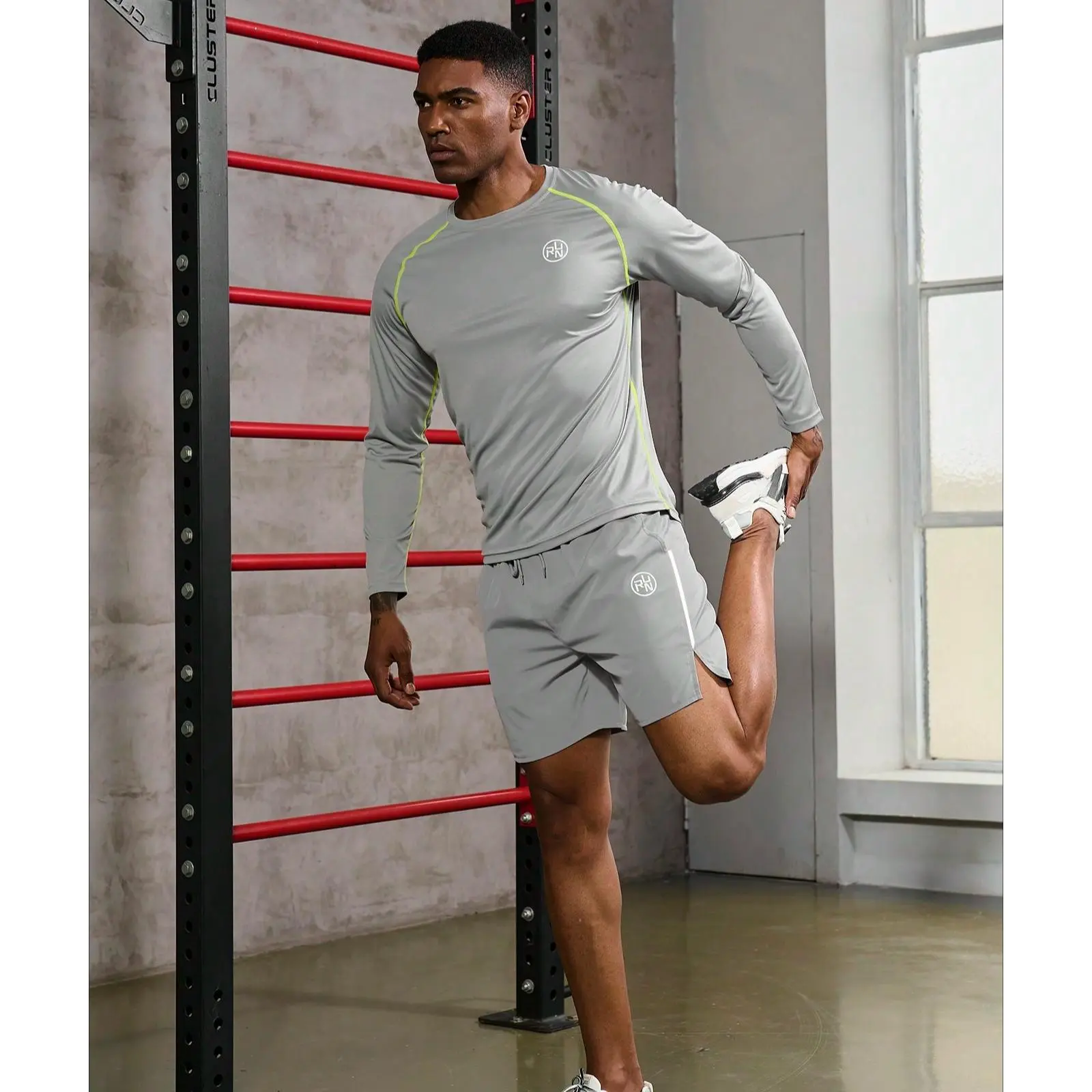 Men's 2-Piece Fitted Tracksuit Set, Quick-Dry Letter Print Top and High Stretch Athletic Shorts for Gym Training m, Casual Sportswear