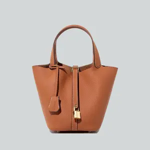 Luxury Women's Solid Leather Bucket  and Drawstring  - Casual Versatile Handbags for Daily Use, Unique Everyday Designer bags