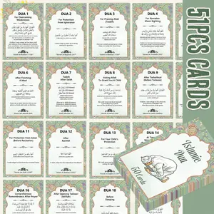 51 Islamic Prayer Reminder Flashcards, Bilingual Cards, Ramadan Pilgrimage Cards, Quranic Hadith Quotes, Arabic Voice Translated to English