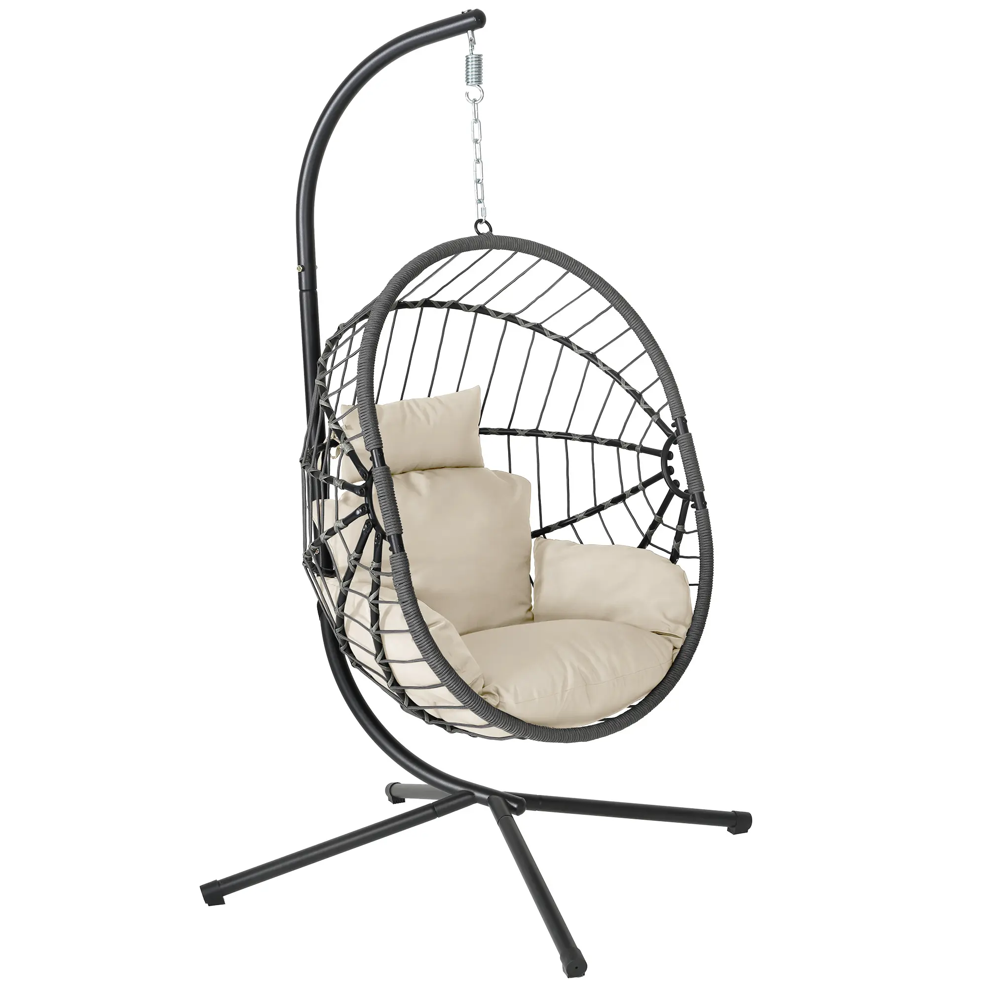 Rattan Egg Hanging Chair - Egg Swing Chair, Eggy Hang Seat Form, Soft Cushion, Rustic Rattan  Home Decor, Load-Bearing, Easy-Install Patio Furniture, Courtyard Ready for Balcony