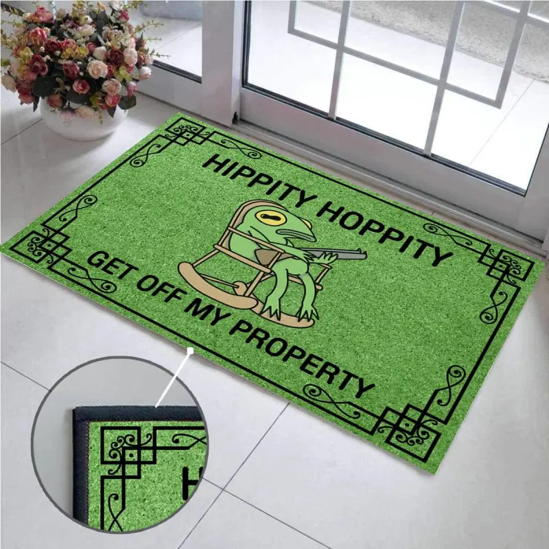 Hippity Hoppity Get Off My Property Doormat, Durable Rug for High-Traffic Household Entry Areas
