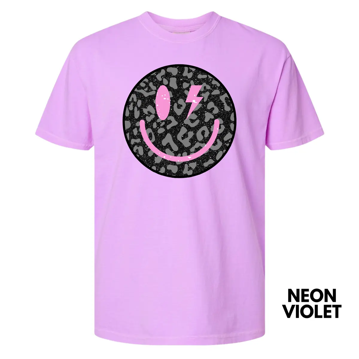 Black Leopard Happy Face Comfort Colors T-Shirt 'NLB'