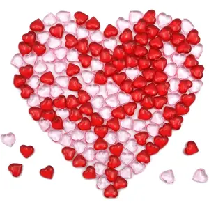 200 count  Red  Heart 22 mm  Hearts Shaped Plastic Heart Vase Filler Table Decor &Red