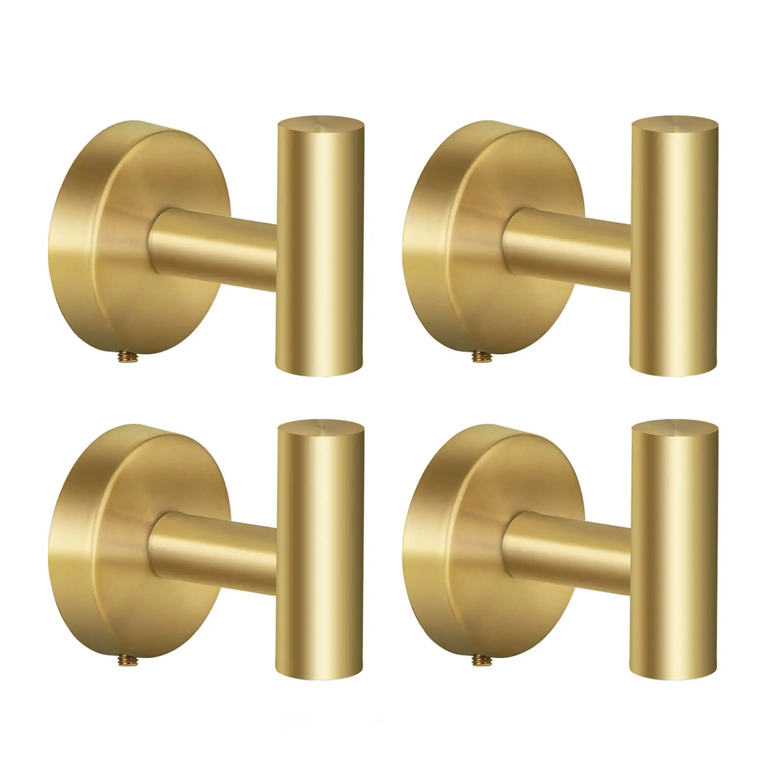 4 Pcs Adhesive Towel Hooks Set,Brushed Gold Stainless Steel Coat Robe Sticky Hooks for Bathroom Wall Stick On,Christmas Party Gifts,Hand Tools Kits