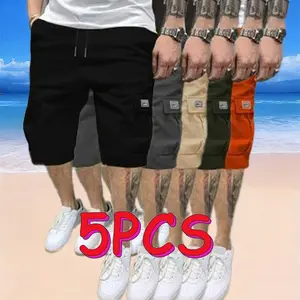 Men’s Shorts Set – 3–5 Pieces, Brown/Black/Green, Slanted Pockets, Versatile Casual Wear, 3-Piece Bottoms for Everyday Use — Menswear Overalls, Shorts — SpringStatements