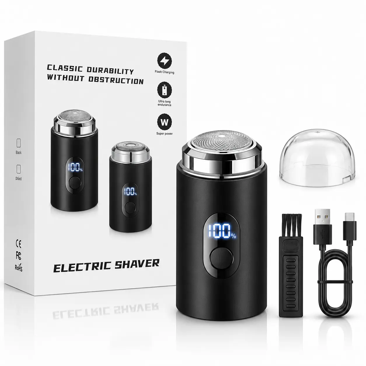 Portable Electric Shaver for Men, USB Rechargeable Mini Razor with LED Digital Display, Cordless Beard Trimmer, Travel Friendly Grooming Kit, Birthday Gift for Husband Dad Boyfriend
