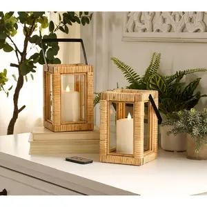 Mrs. H by Dee Hilfiger Set of 2 8" Rattan Lanterns Mrs. H by Dee Hilfiger Set of 2 8" Rattan Lanterns