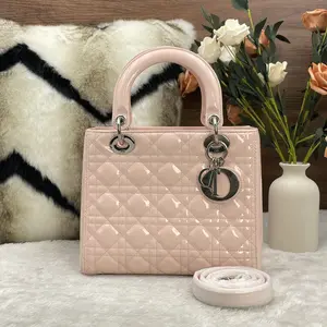 Pre-owned Dior Cherry Blossom Pink Patent Leather Silver Hardware Five Compartment Lady Bag 866