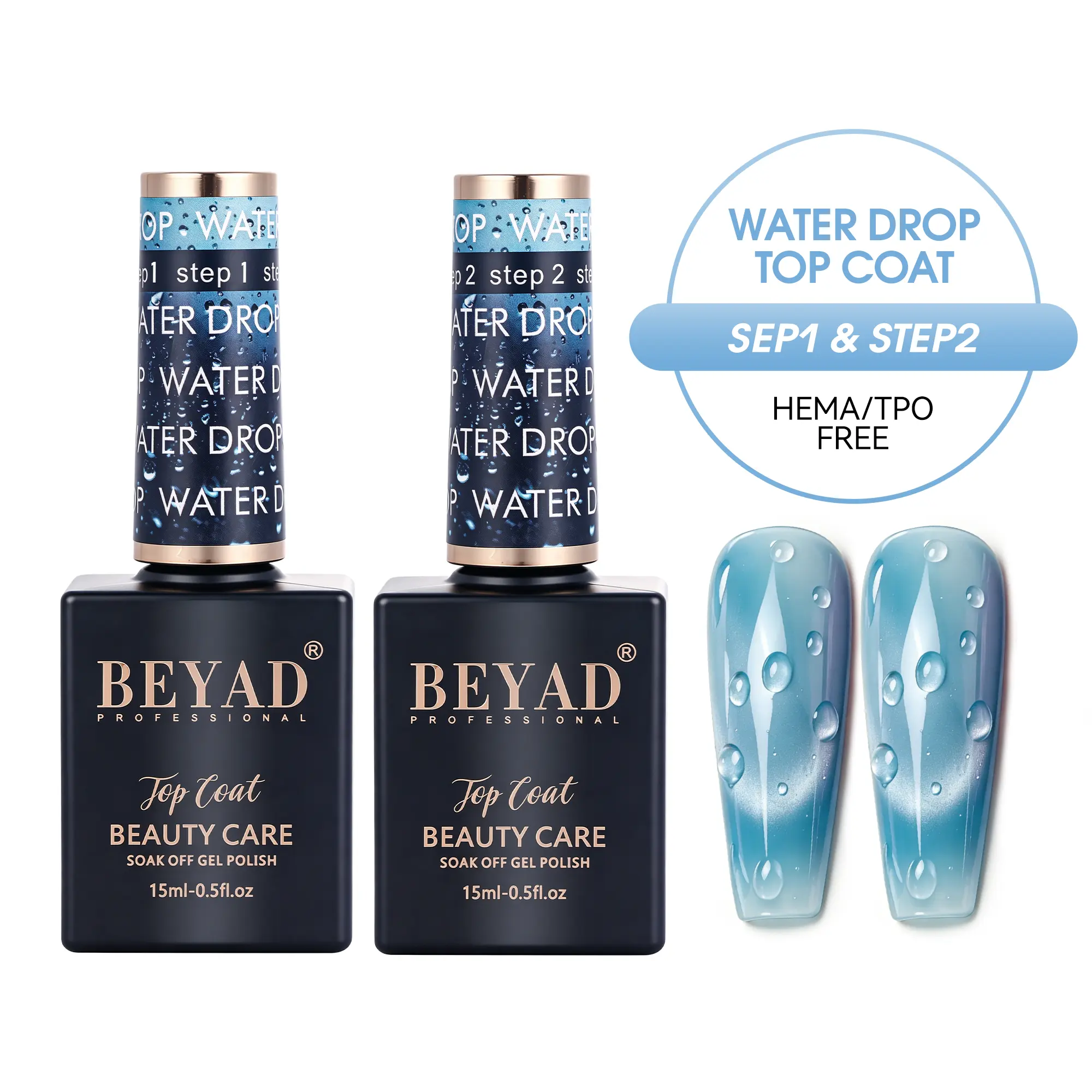 Beyad 3D Water Drop Gel Top Coat - Non-Wipe Bubble Nail Art, Professional Clear Sculpting Gel for DIY Manicure fantasy