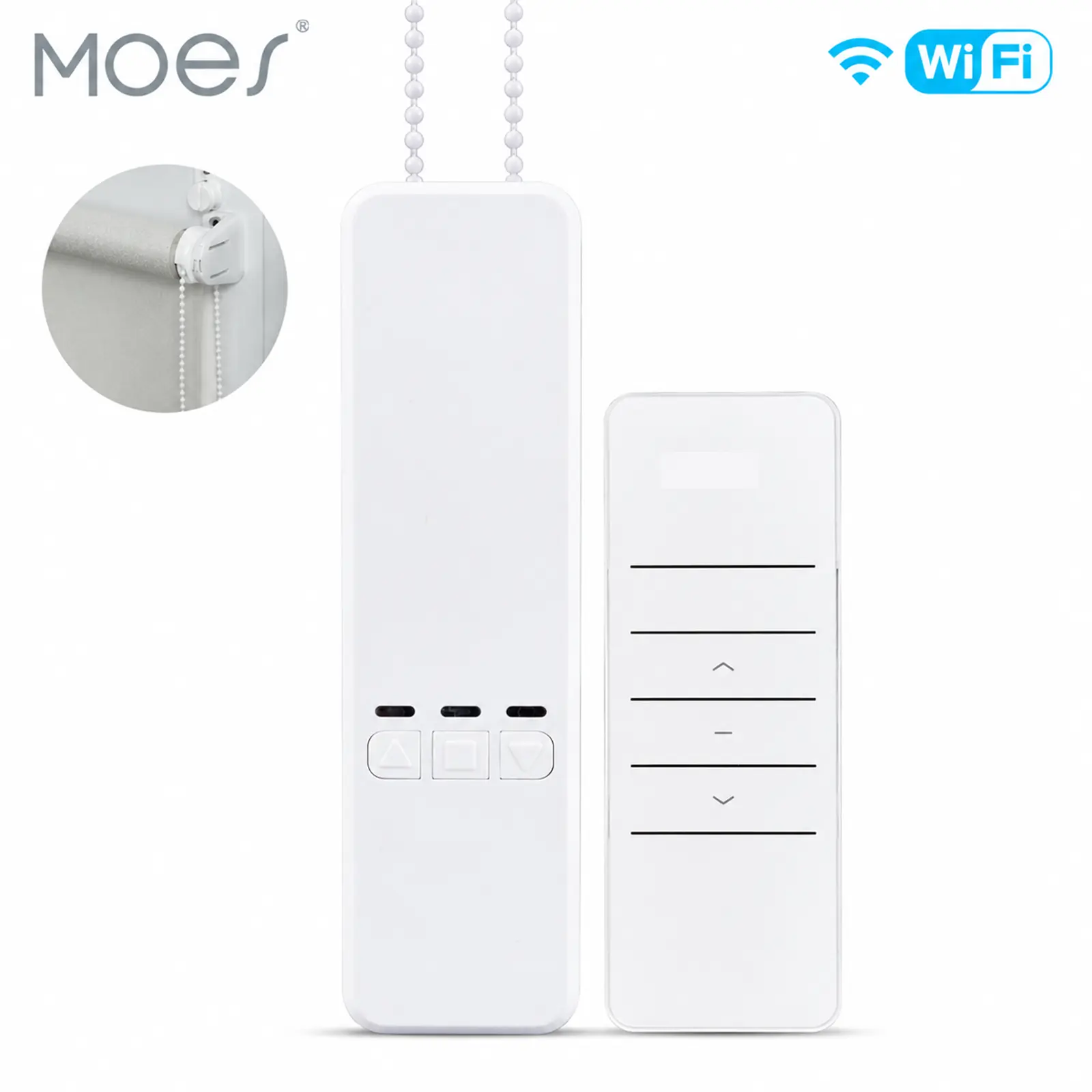 MOES WiFi Smart Curtain Chain Blinds Motor Roller Shutter Drive, with RF Remote Control, Work with Smart Life/Tuya App, Alexa and Google Home