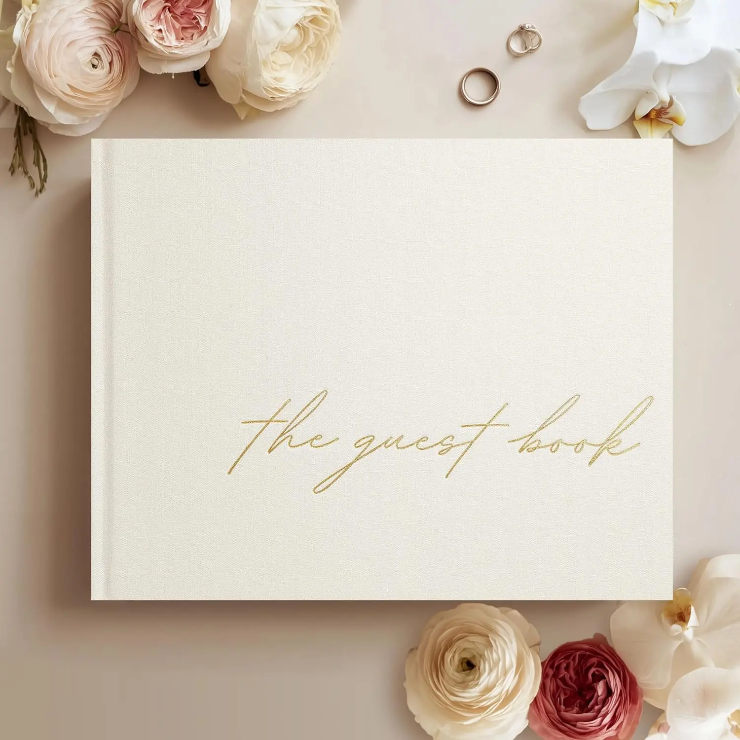 Wedding Guest Book - Guest Book for Wedding Reception with Linen Hardcover &  Foil Embossing - Unlined, No-Bleed Pages -  Keepsake for Sign-Ins & Polaroids -