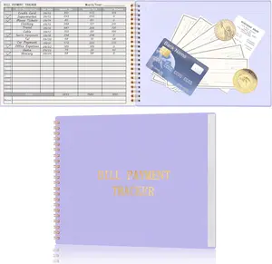 Bill Tracker Notebook Monthly Bill Payment Tracker for Personal Budgeting Home Financial with 2 Storage Pocket, Payments Checklist Organizer Bill Planner 10.1 x 7.8'', Purple
