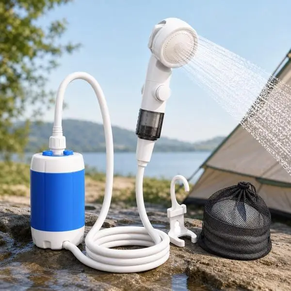 IPX7 Rechargeable Portable Camping Shower with 4000mAh Battery, Multi-Mode Showerhead and Carry Bag IPX7 Rechargeable Portable Camping Shower with 4000mAh Battery, Multi-Mode Showerhead and Carry Bag
