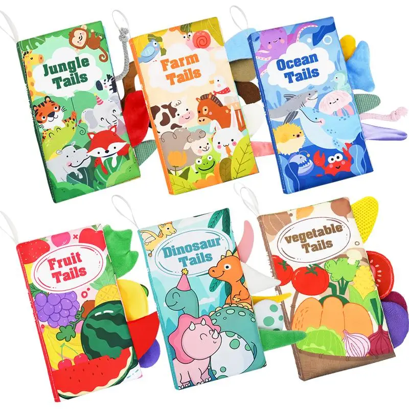 Soft Baby Books, 1 Count Touch Feel Tummy Time Books, Crinkle Cloth Book, Early Development Interactive Stroller Soft Toys