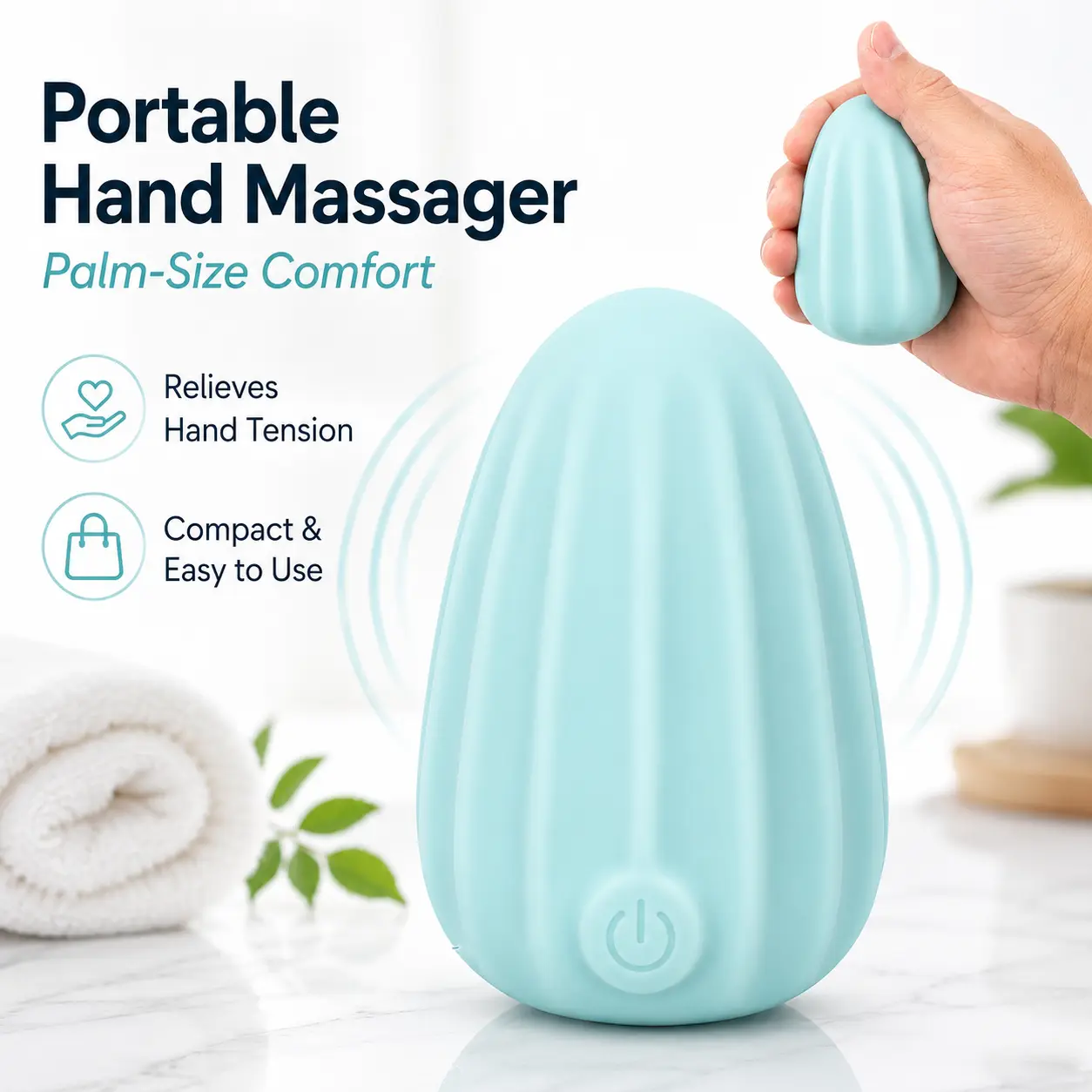 Rechargeable Portable hand massager, used to relieve hand soreness and arthritis, 8 modes, portable relaxation gift, gifts for boyfriend suitable for men and women graduation memorial Adjustable Relaxing Light Blue