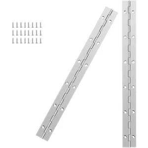 2 count 12inch  Heavy Duty Continuous&Piano Hinges,1.2" Open Width Stainless Steel Piano Hinge with Holes and Screws,Working for  Box, Furniture,Piano Cabinets