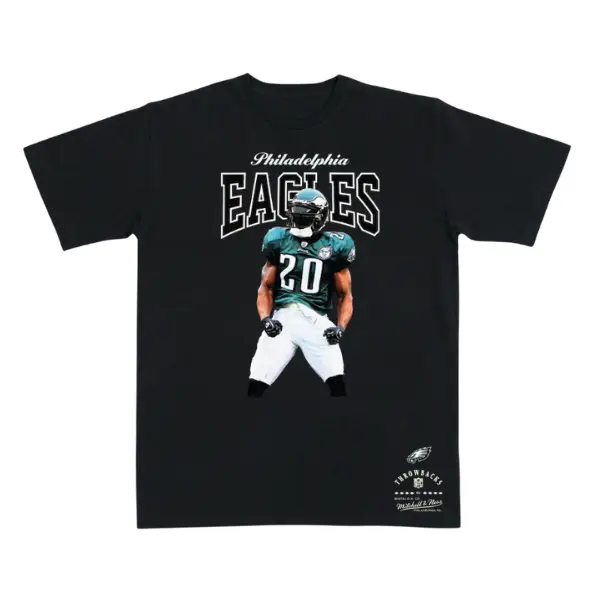 [Mitchell & Ness] Philadelphia Eagles Brian Dawkins #20 Throwback Graphic T-Shirt, Vintage Football Tee for Men, Game Day Gift