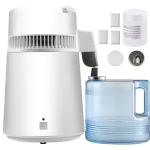 VEVOR-1.1 Gal Water Distiller, 750W Distilled Water Machine, 4L Distilling Pure Water Machine w/Plastic Container, Water Distillation Kit w/Button