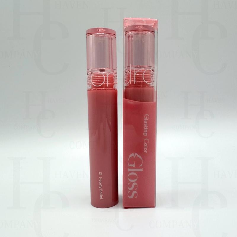 rom&nd Glasting Color Gloss 01 Peony Ballet - Rosy Pink Glass Shine Lip Gloss, Hydrating K‑Beauty Lip Topper, Non‑Sticky High Shine Gloss, Plumping Juicy Lips, Korean Makeup, 4g, romand