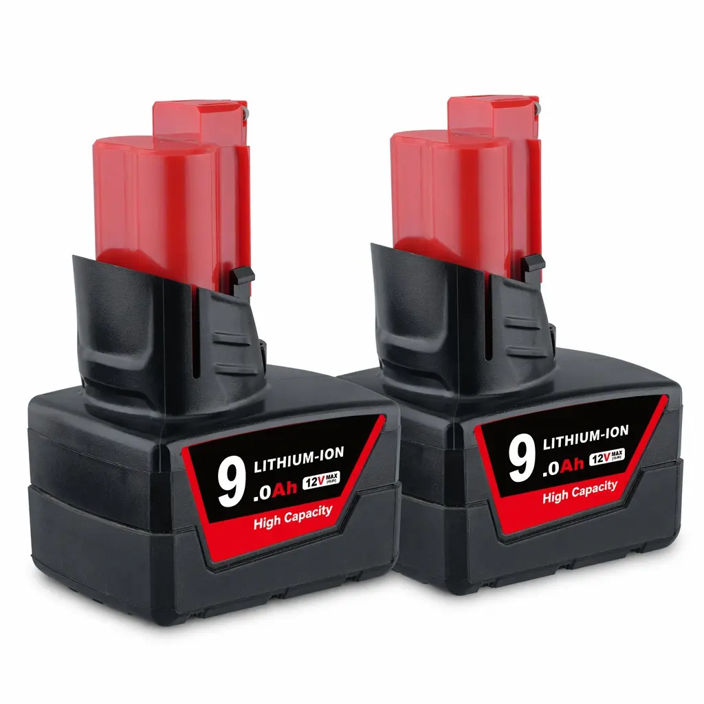 2-Pack 12V MAX 9.0Ah 9000mAh Lithium Battery Replacement Compatible with Milwaukee M12 Cordless Power Tools, Rechargeable Battery Pack
