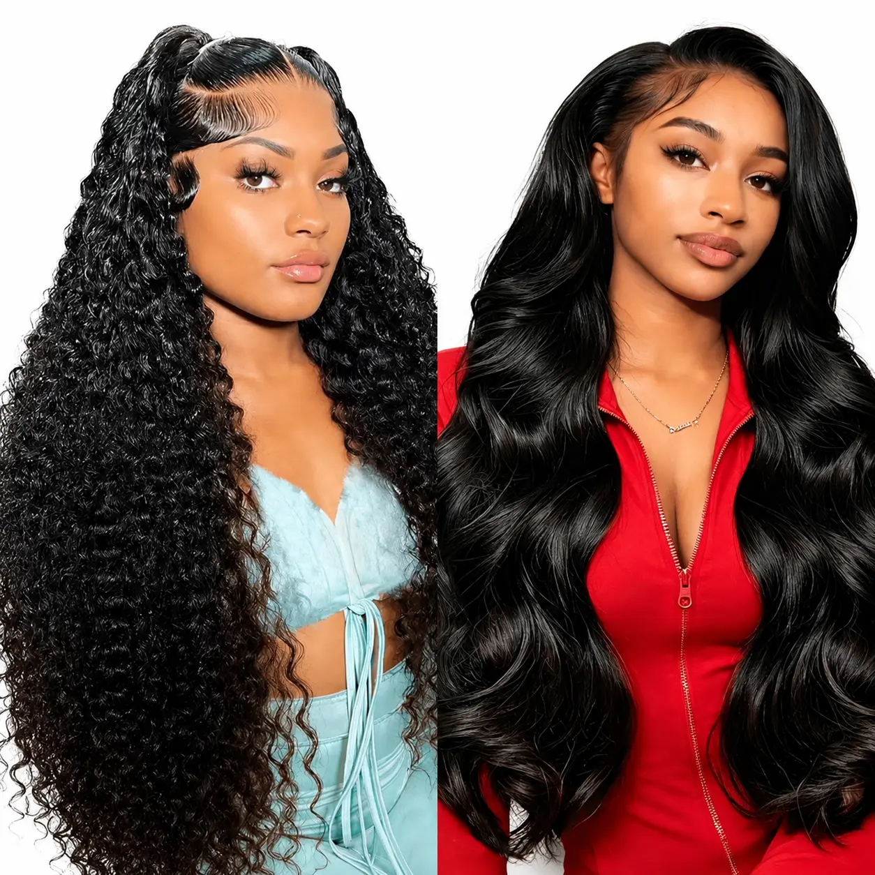 [Combo Sale 22"&22"]Deep Wave Lace Front Wigs 13x4 HD Lace Front Wigs for Black Women Human Hair Wigs 180% Density and Body Wave Wigs  for Black Women Natural Color