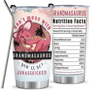Grandma Tumbler, Gift for Grandma For Mother's Day, Grandma Gift Idea, Mother's Day Gift, 200z Funny Tumbler Dinosaur Cup, Unique Birthday Christmas Gifts for Grandma Drinkware Flasks Insulated