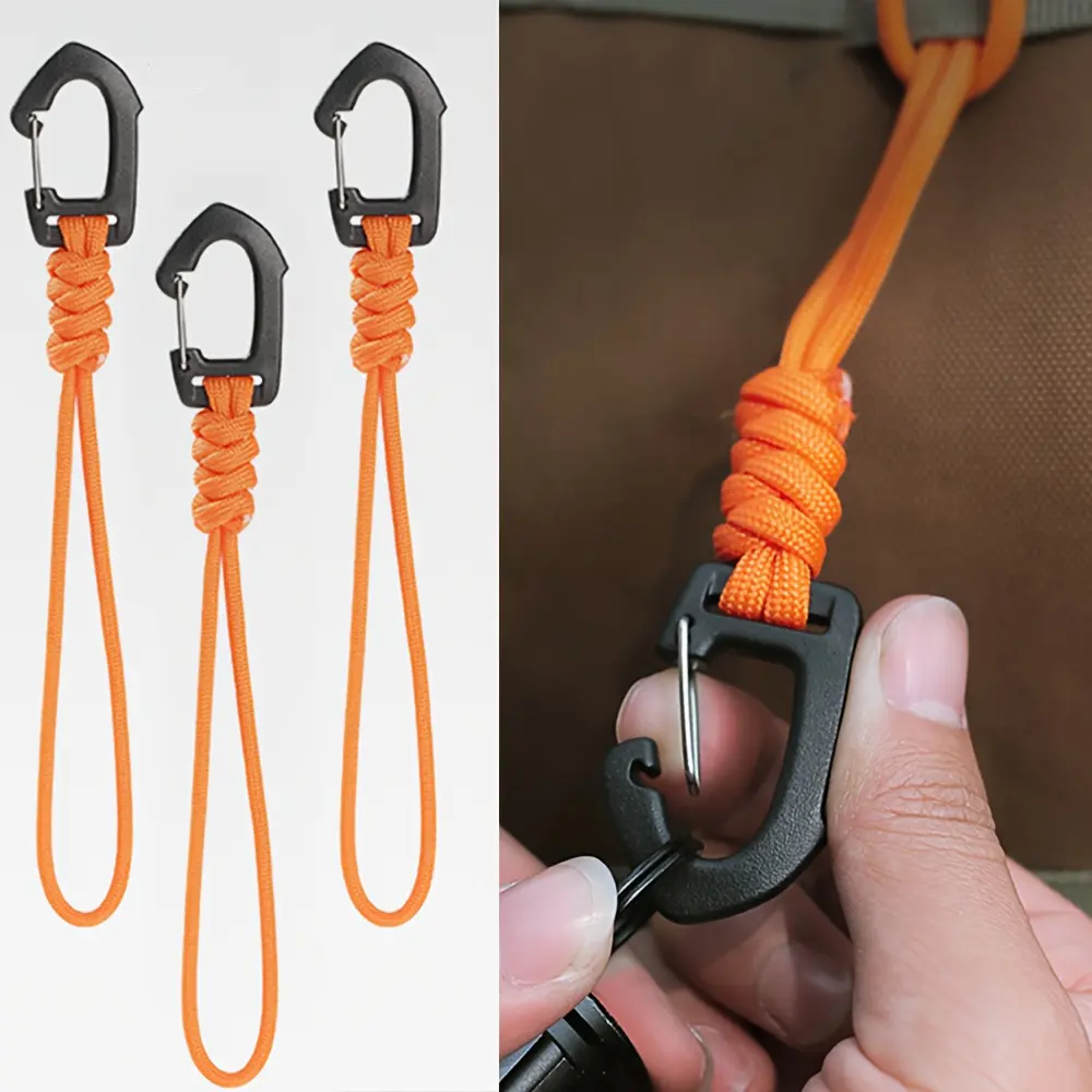3pcs/6pcs Braided Paracord Carabiner Lanyard Clip, Heavy Duty Backpack Gear Hanging Strap, Viral Camping Hiking Essentials Summer Outdoor Must Have  Shop Finds