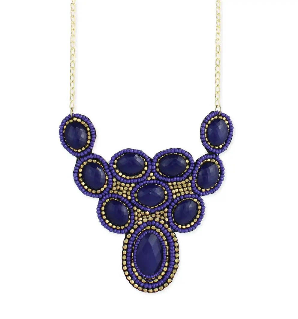 Zad Jewelry Abia Colorful Beaded Statement Bib Necklace for Women, Eye-Catching Accessory for Casual and Evening Outfits, Colorful Beads, One-Piece