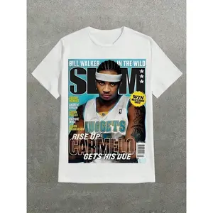 BelleHeaven  Carmelo Anthony - Magazine - Style Graphic Tee,Casual Digital Print  Pure Heavy Cotton T Shirt ,235g Cotton T-Shirt,For Going Out,Gift,Summer,Unisex