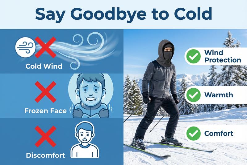 Balaclava Ski Mask for Men & Women - Windproof Fleece Hood Winter Face Mask & Neck Warmer, Thermal One-Piece Pullover Hat for Skiing, Cycling, Motorcycle, Running & Extreme Cold Weather Gear, Soft Breathable Helmet Friendly Head Cover