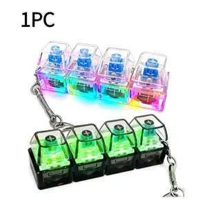 Glowing Keyboard Fidget Keychain, 4-In-1 Decompression Button, Stress Relief Gift, Transparent Color/, Polished Finish