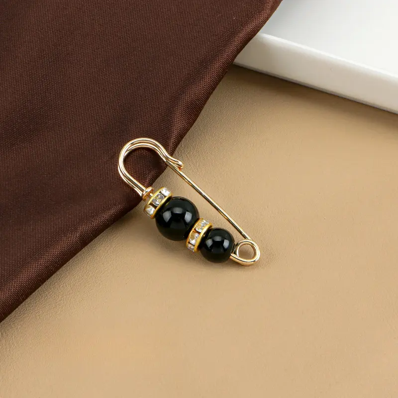 5#Two pearls with diamonds 3.8cm (black)