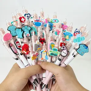 15/25pcs Creative Cute Doctor Medical Theme Retractable Ballpoint Pens, Campus Design Nurse Series Press-Down Neutral Pens, Random Colors, Medical Record Pens