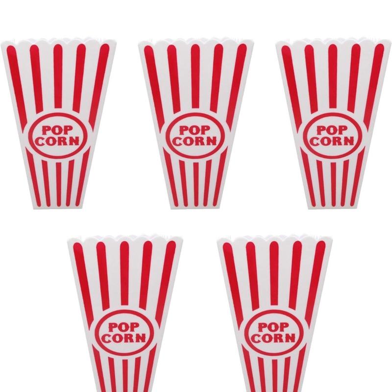 Retro Popcorn Bucket Set Plastic Reusable for movie night