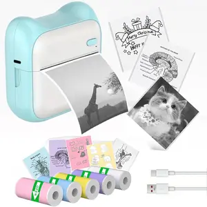 Wireless Mini Thermal Label Printer, 200 Dpi, USB Rechargeable, Portable Inkless Sticker Printer, Compatible with iOS & Android