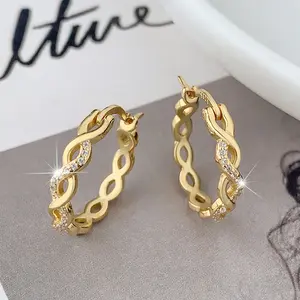 Hypoallergenic 925 Sterling Silver Huggie Hoops - 18K Gold Plated Cubic Zirconia Earrings, Dainty Minimalist Everyday Hoops for Sensitive Ears | Luxurious Gift